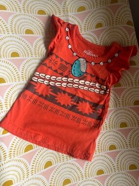 Disney MOANA Orange Graphic Ruffle Tank Top